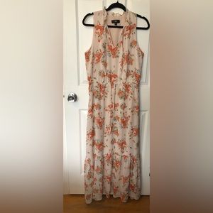 L Mossimo Floral Peach Chiffon Dress